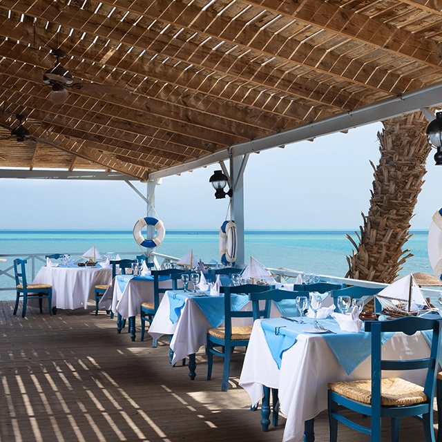 Restaurant by the beach at Mövenpick.