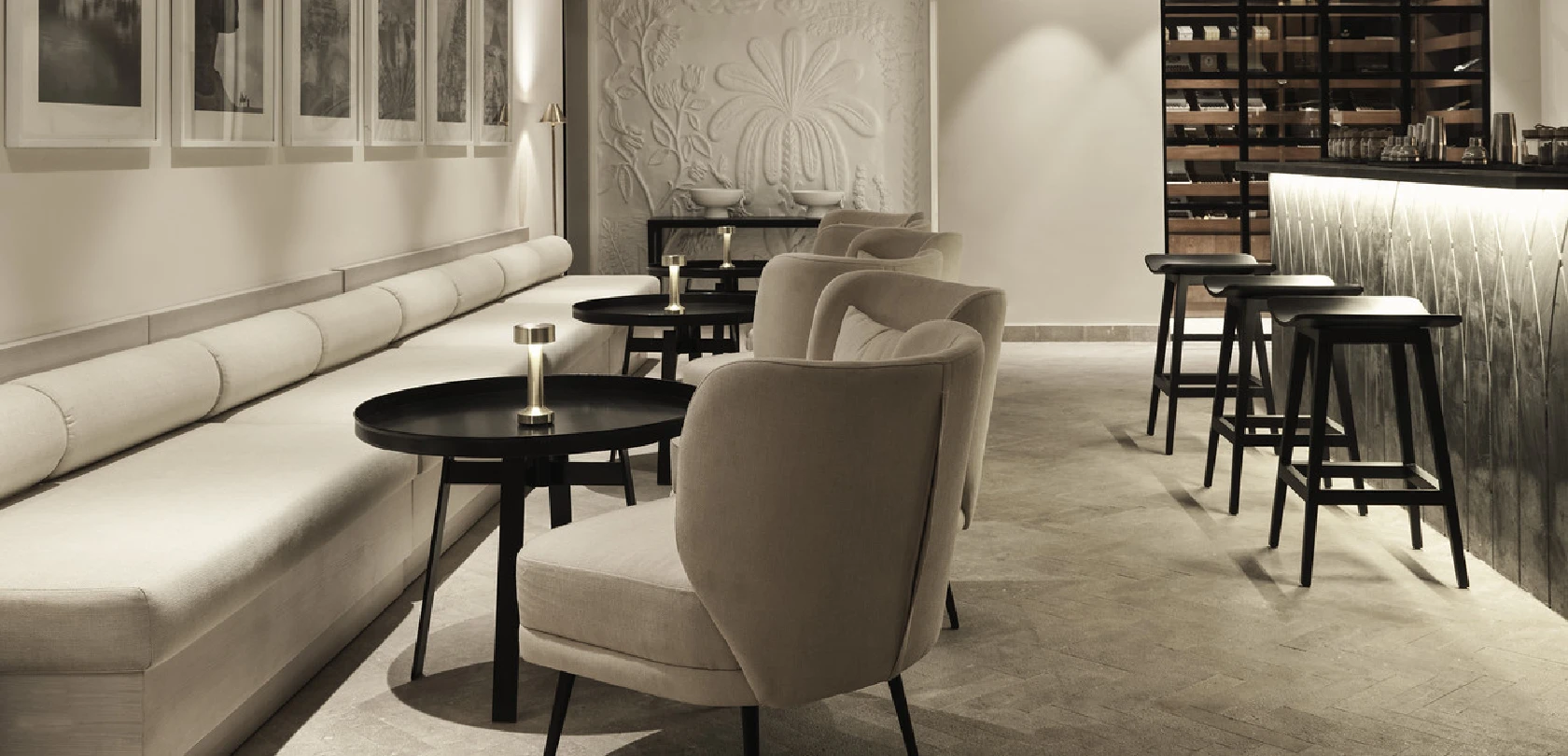 Bar setup at Chedi El Gouna, featuring stylish seating.