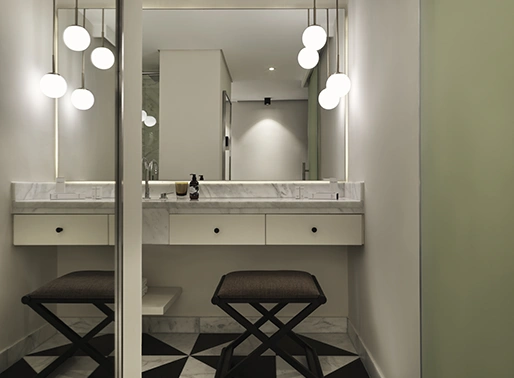 Bathroom in The Chedi El Gouna Red Sea Beach Front room, featuring modern fixtures and elegant design.